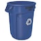 Rubbermaid Commercial 32 gal Round Recycling Bin, Blue/Satin Alum FG263273BLUE - alternate 1